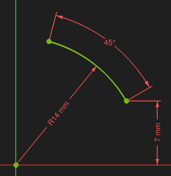 FreeCAD sketcher workbench fully constrained arc example